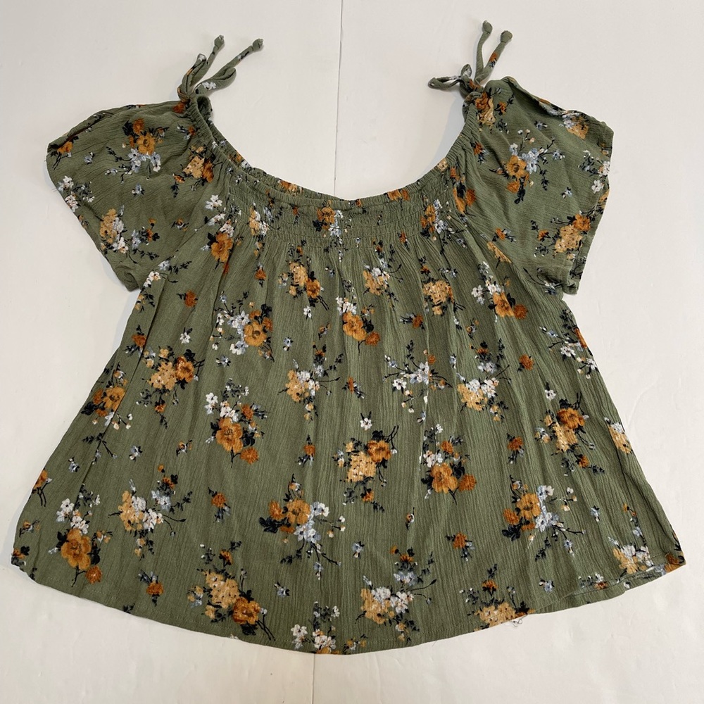 Juniors Xhilaration Sage Green Midi Crop Top with Wildflowers Size Small JD